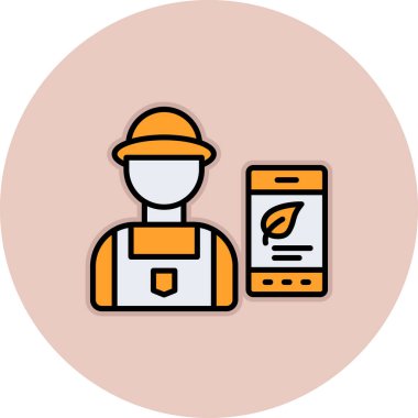 Akıllı telefon simgesi olan bir adamın vektör çizimi