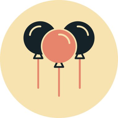 Şirin kırmızı ve sarı yuvarlak bir ikonun vektör çizimi