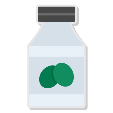 İlaç kutusu vektör ikonu. Beyaz arka planda tıbbın karikatür çizimi. ilaç şişesi simgesi