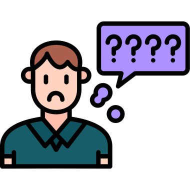 Soru işaretli üzgün adam.