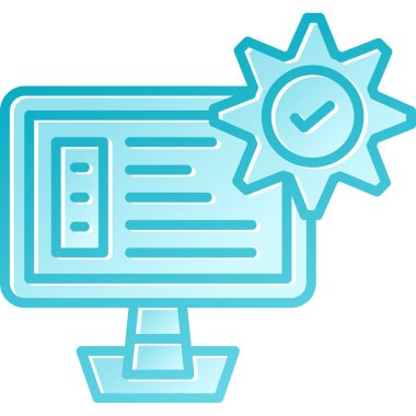 Kontrol listesi simgesi olan bilgisayar. İnternet ve web teması. Basit tasarım. vektör illüstrasyonu