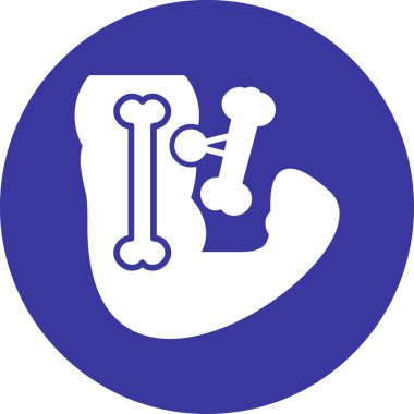 Kemik vektör simgesi. biçim semboldür, düz kobalt rengi, yuvarlak açılar, beyaz arkaplan.