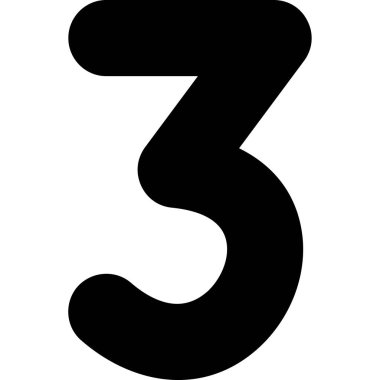 Üç numaralı işaret vektör simgesi. düz siyah resimleme.