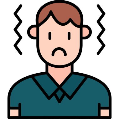 üzgün adam simgesi, vektör illüstrasyonu beyaz arkaplanda izole edildi