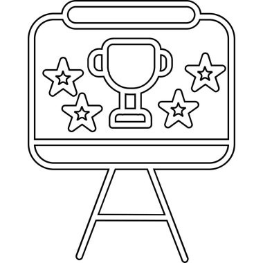 Ödül ikonu ana hatları vektörü. Kazanan kupa