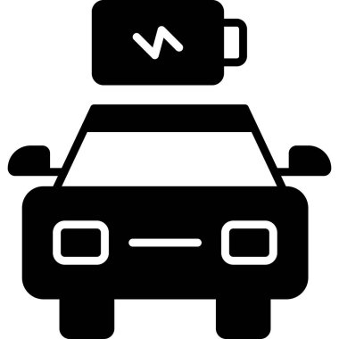 elektrikli araba elektrikli simgesi katı biçimde