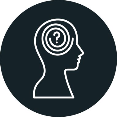 soru işareti vektör simgesi olan baş. biçim düz sembol, yuvarlak gri renk, beyaz arkaplan