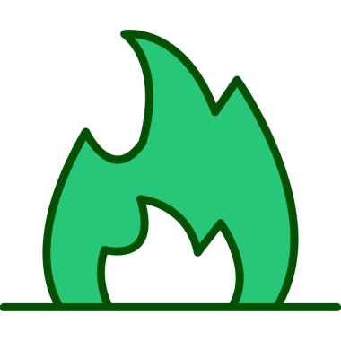 Beyaz arka planda yeşil ateş, illüstrasyon, vektör.