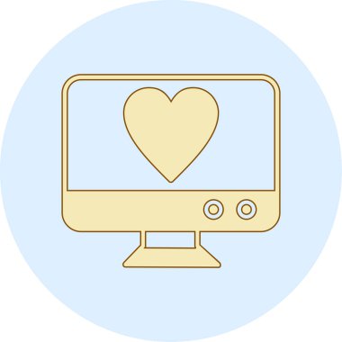 Vektör çizimi. monitör ekranlı kalp