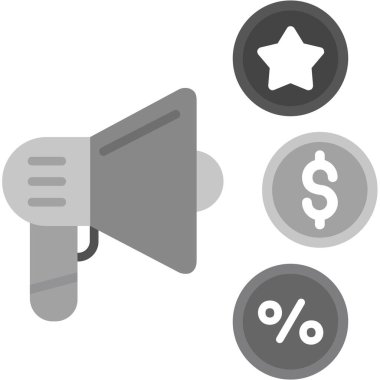 Para ikonlu megafon. Basit bir çizim. vektör illüstrasyonu