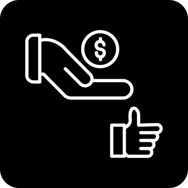 Dolar işareti ile el, vektör simgesi illüstrasyonu