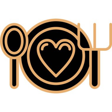 kalp ve çatal ikonu. vektör illüstrasyonu