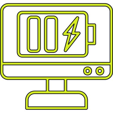 Güç çizgisi simgesi olan bilgisayar monitörü