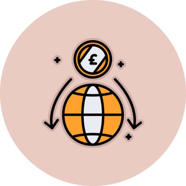 Bir dünya haritası simgesinin vektör illüstrasyonu