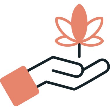 hand with a flower icon. vector illustration