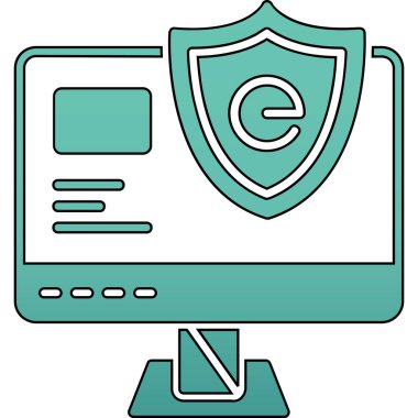 Bilgisayar güvenlik simgesi. Web için dizüstü bilgisayar vektör simgelerinin özet çizimi