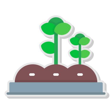 Toprak ve ağaç simgesine sahip ağaç, izometrik vektör illüstrasyonu