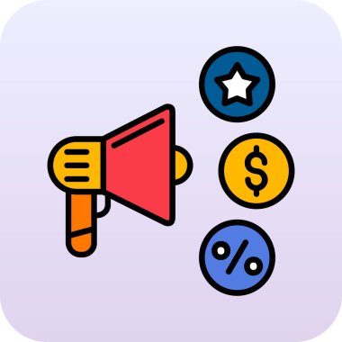 Dolar işareti ve dolar simgesi ile megafon