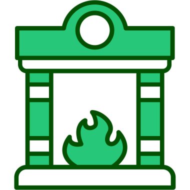 Yanan şömine ikonu. ana hatlı şömine ateşi vektör simgesi rengi düz izole