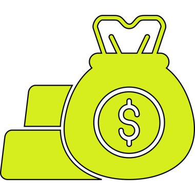 Dolar sembollü para çantası vektör çizimi tasarımı