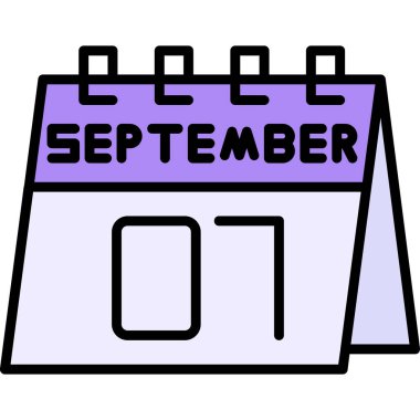 Bir simgenin 12 Eylül tarihli takvimi, düz tasarım vektör illüstrasyonu