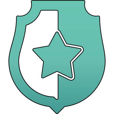 Rozet Kalkanı yıldız simgesi doldurulmuş taslak biçimi