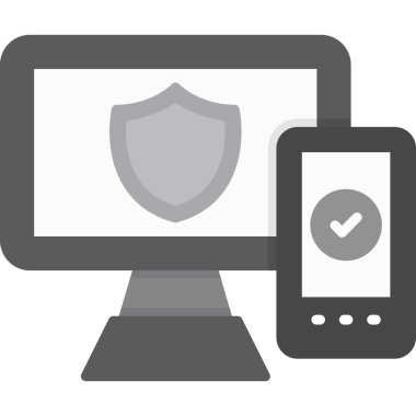 akıllı telefon ve kalkan işaretli vektör illüstrasyon grafik tasarımı