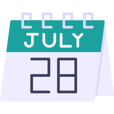 25 Temmuz - Takvim simgesi. Takvim gününün vektör çizimi. ay.