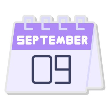 19 Eylül takvimi beyaz arka planda izole edildi. vektör illüstrasyonu