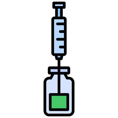 Şırınga ikonu. Şırınga vektör simgesinin düz rengi