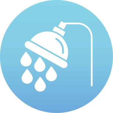 Duş musluk vektör simgesi. Resim Stili düz simgesi bir yuvarlatılmış kare düğme, yumuşak mavi renkler içinde semboldür.