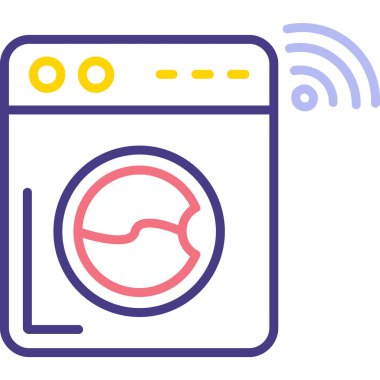 Çamaşır makinesi simgesi, vektör illüstrasyonu