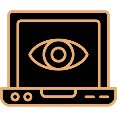 Laptop göz simgesi. Web için dizüstü bilgisayar vektör simgelerinin özet çizimi
