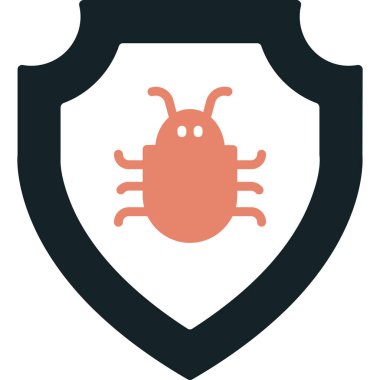 Kalkan böcek vektör simgesi. biçim düz sembol, yuvarlak açılar, beyaz arkaplan, mavi arkaplan.