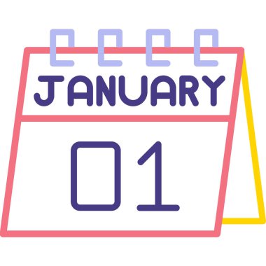 Tek bir takvim simgesinde 1 Ocak takvim simgesi