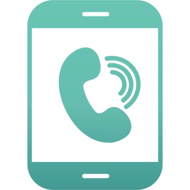 Cep telefonu arama vektör simgesi. bicolor düz sembol, cyan ve mavi renkler, yuvarlak açılar, beyaz arkaplan