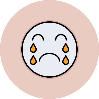 Ağlayan emoji simgesi renk ana hatları vektörü