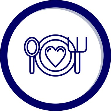 Çatal ve bıçak ikonlu kalp. vektör illüstrasyonu