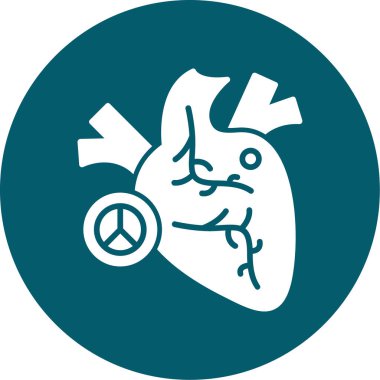 kalp krizi yuvarlak vektör simgesi