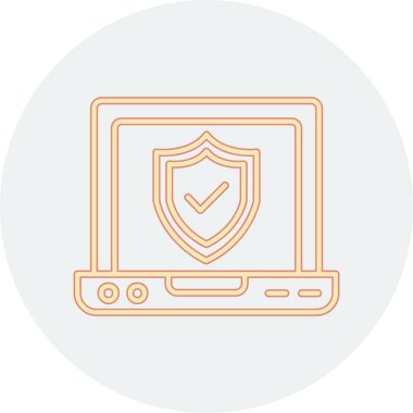 Bilgisayar koruma simgesi. İnce çizgi konsepti. Taslak çizimi. vektör izole edilmiş dış hat sembolü