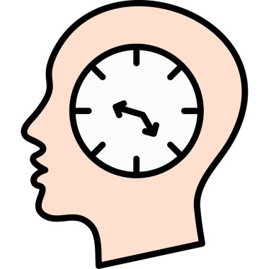 Zaman vektör illüstrasyon tasarımlı insan kafası saati