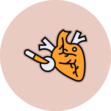 Sigara ve dövme stili kalp çıkartması.