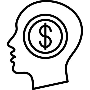 Simgenin içinde dolar sembolü olan insan kafası, basit stil