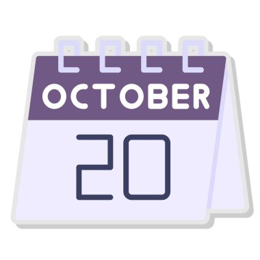 10 Ekim - 20 günlük takvim tasarım şablonu