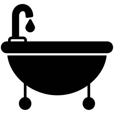 Küvet vektör ikonu. biçim düz sembol, siyah renk, yuvarlak açılar, beyaz arkaplan