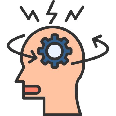 Kafa simgesi olan insan beyni, çizgi biçimi