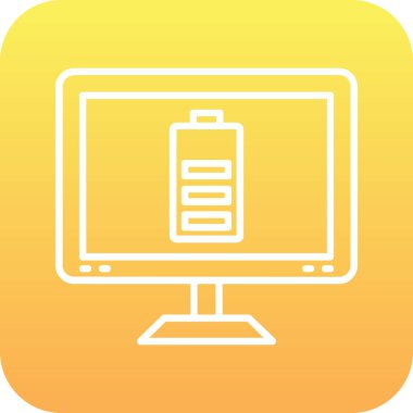 Pil simgesi olan bilgisayar monitörü, basit biçim