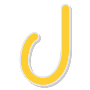 Beyaz arkaplan vektör illüstrasyonunda sarı ve beyaz karikatür harfi j