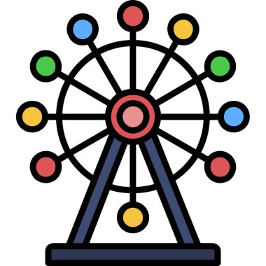 Dönme dolap simgesi renk dış hat vektörü