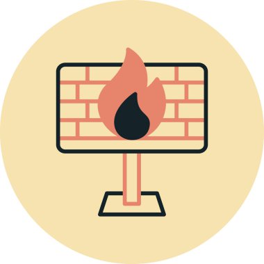 ateş simgesi olan dizüstü bilgisayar, vektör illüstrasyonu